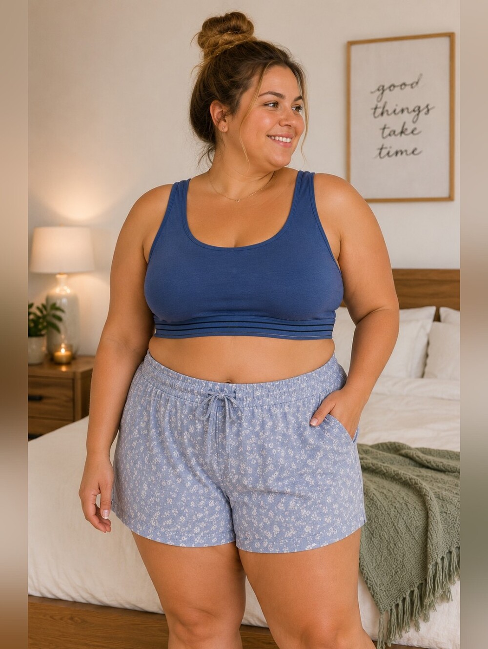 Knix Your Luxe Modal Wireless Pullover Lounge Bra in Blue Comfy Women's XXXL